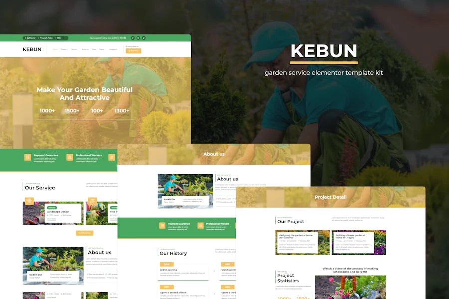 Kebun – Kit de plantillas Elementor para servicio de jardinería
