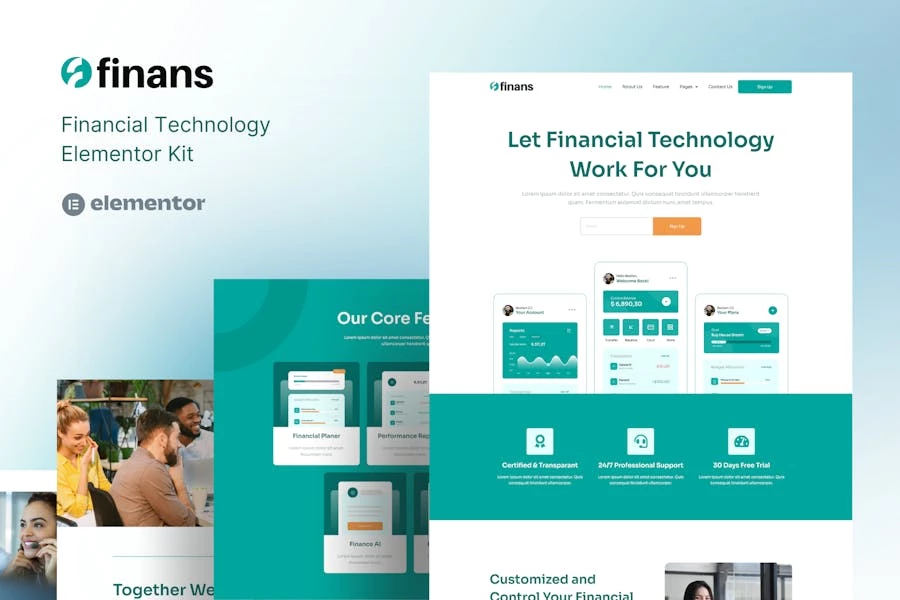 Finans – Template Kit Elementor Pro de tecnología financiera