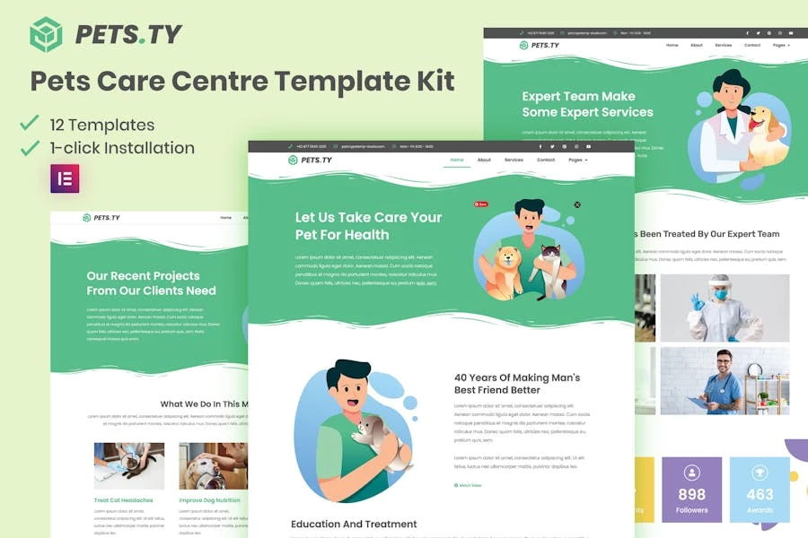 Pets.Ty – Pets Care Clinic Elementor Template Kit