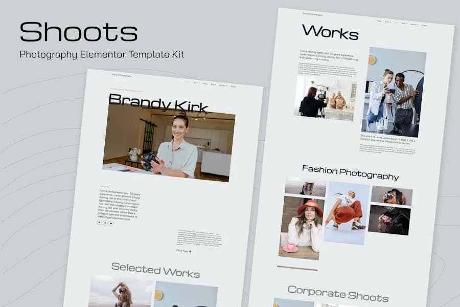 Shoots – Template Kits de Photography Elementor