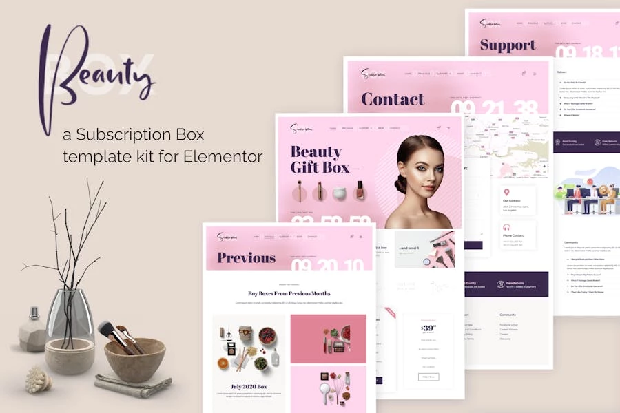 BeautyBox – Kit de plantillas Elementor para cajas de suscripción