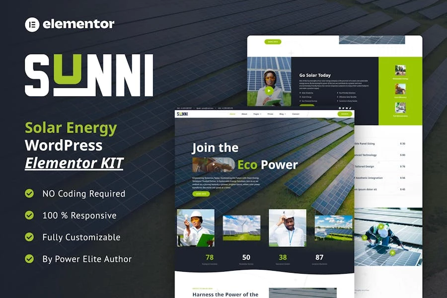 Sunni – Kit de plantillas para elementos de energía solar