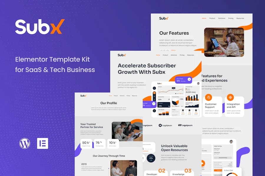 Subx – Kit de plantillas Elementor para empresas tecnológicas y SaaS