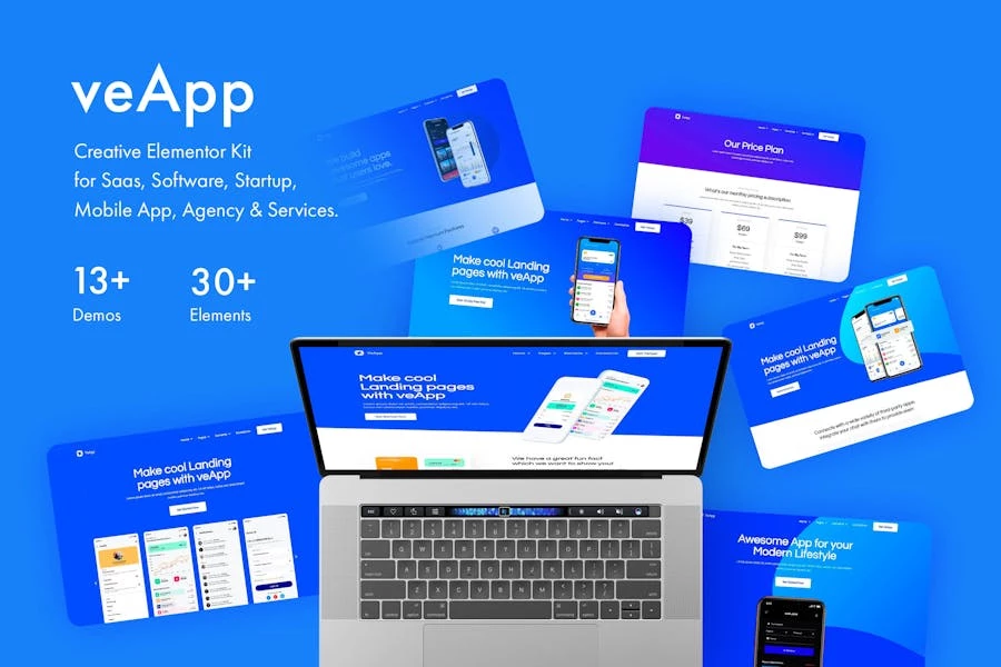 VeApp – Template Kit de Elementor para Aplicación móviles y startups