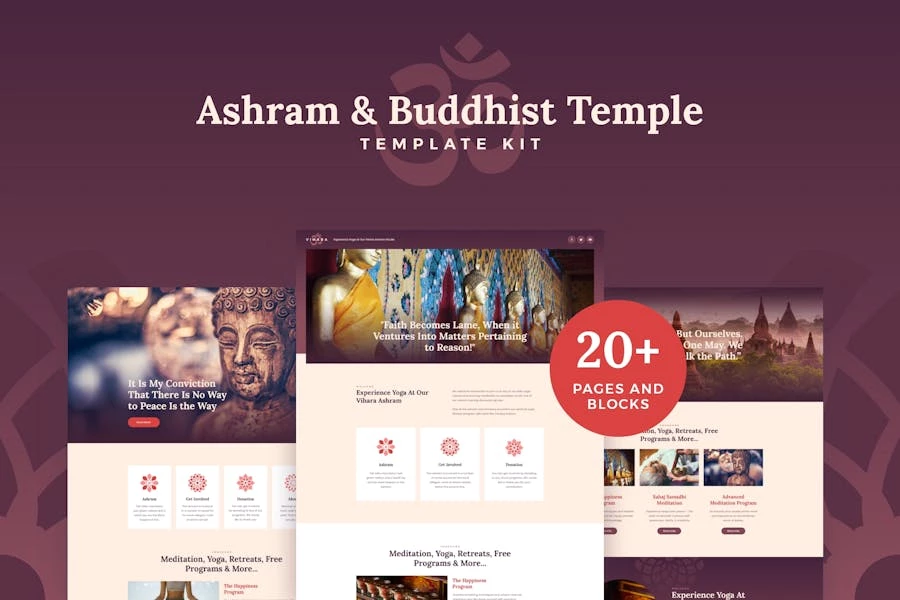 Vihara – Kit de plantillas Elementor para ashram y templo budista oriental