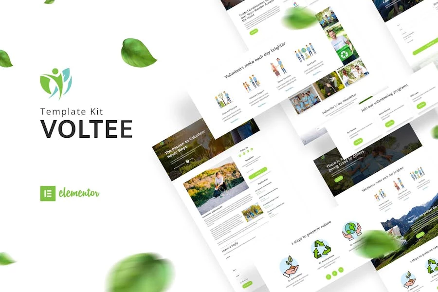 Voltee – Kit de plantillas Elementor para el servicio de voluntariado